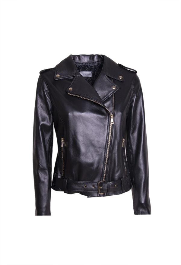 Biker in pelle slim