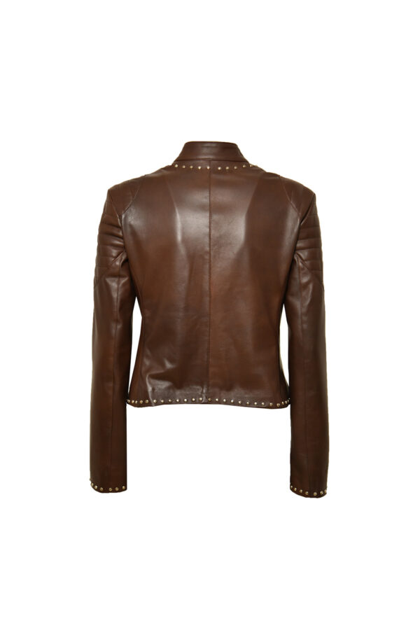 Giacca in pelle con borchie - immagine 4