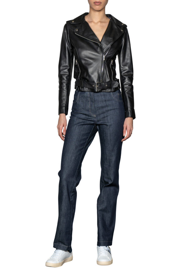 Biker in pelle slim - immagine 2
