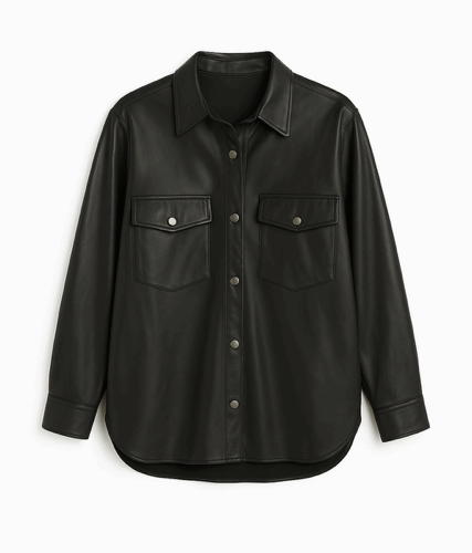 Camicia over in vera pelle